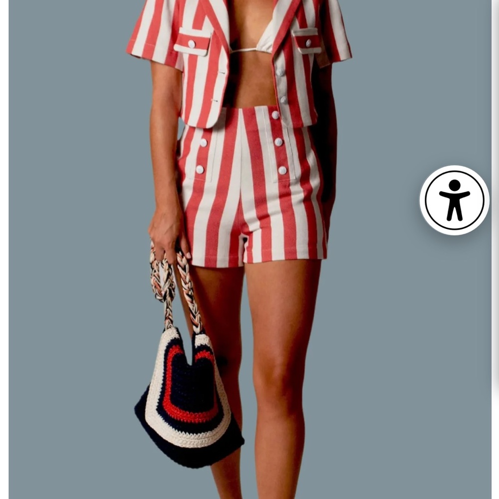 Miguelina High Waist Pink and Cream Shorts